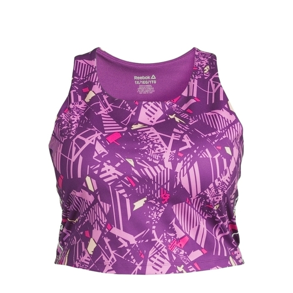 NWT Reebok Med Play on Crop Tank Bra Sunset Purple - Picture 1 of 11